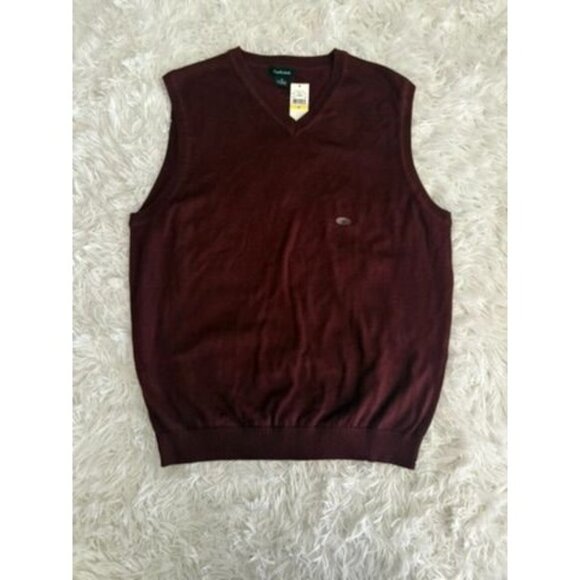 Van Heusen Mens Burgundy Sleeveless V-Neck Sweater Vest M Cotton & Acrylic Blend - Picture 5 of 5